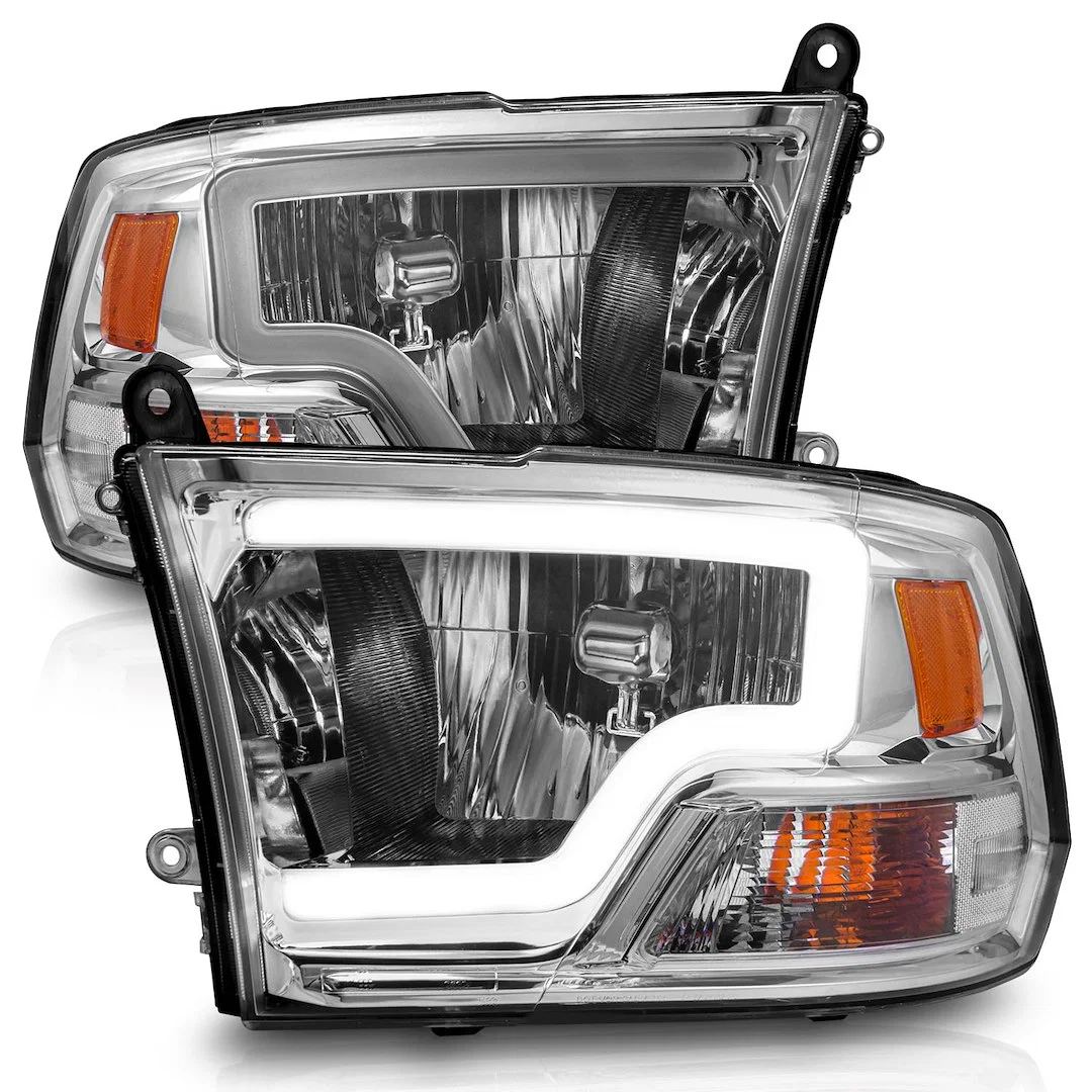 111516 – ANZO Headlight Assembly, Halogen Bulb Crystal Headlights H1 High Beam Bulb And H3 Low Beam Bulb Clear Lens C...